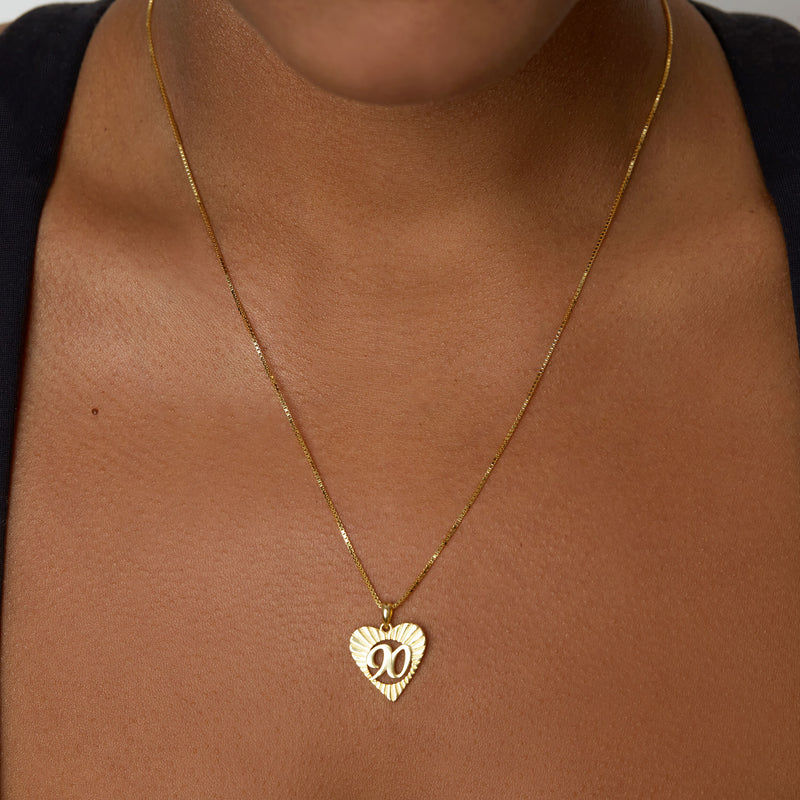 birth year heart pendant necklace