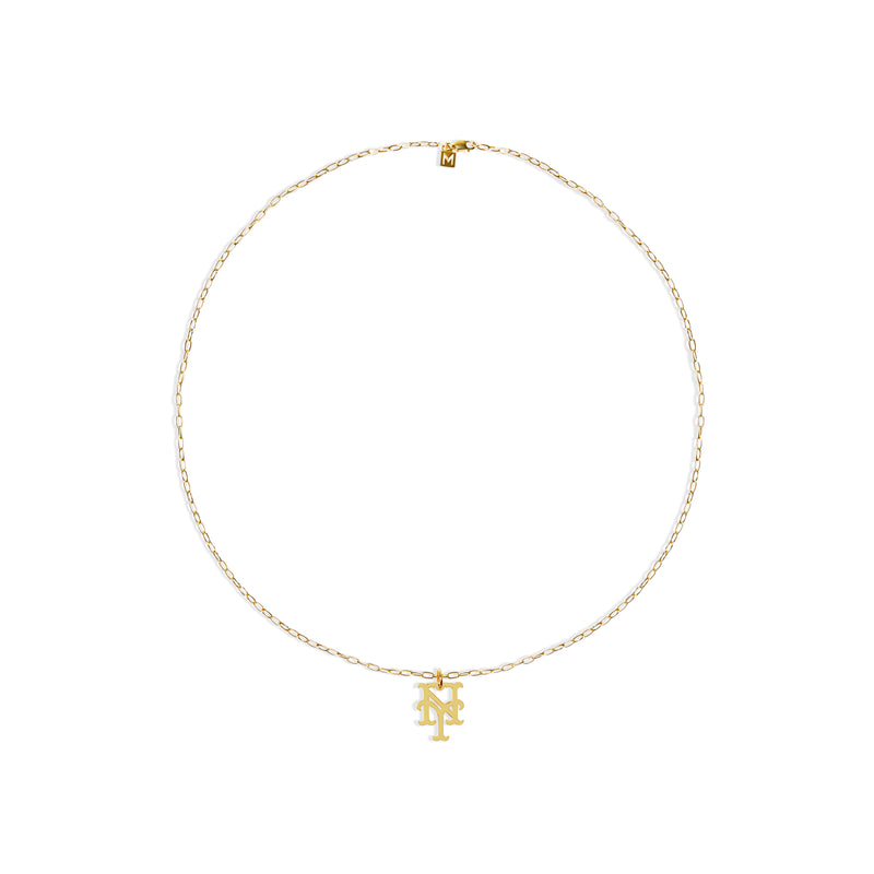 gold ny mets link necklace