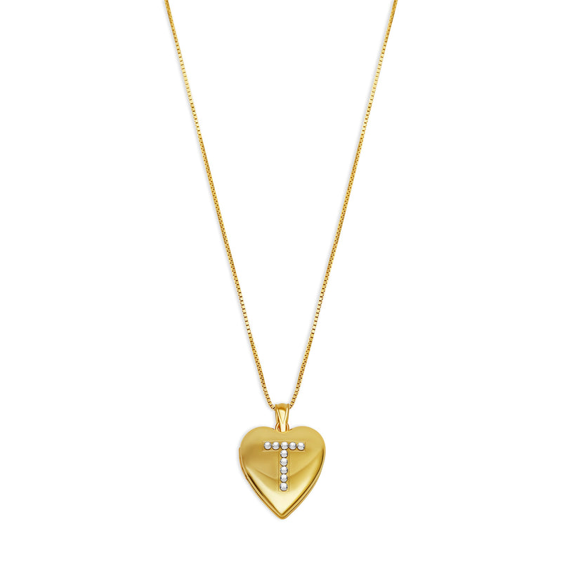 THE PAVE' INITIAL PHOTO LOCKET NECKLACE