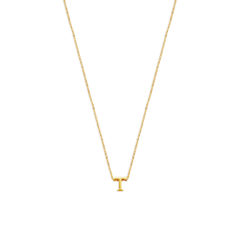 block letter t initial necklace
