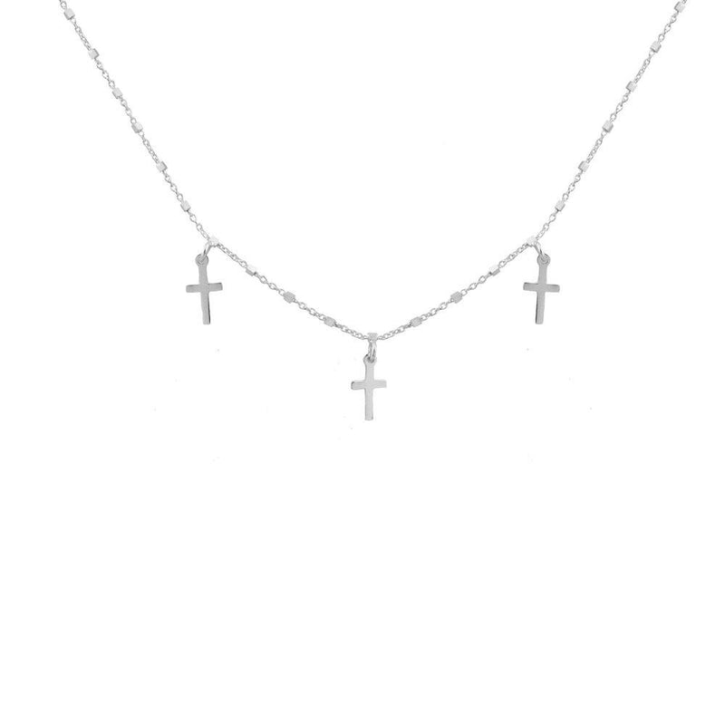 silver cross choker necklace