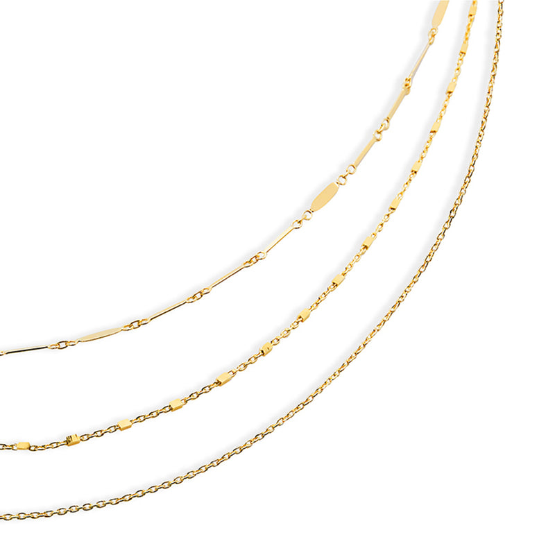 gold triple layer chain choker necklace