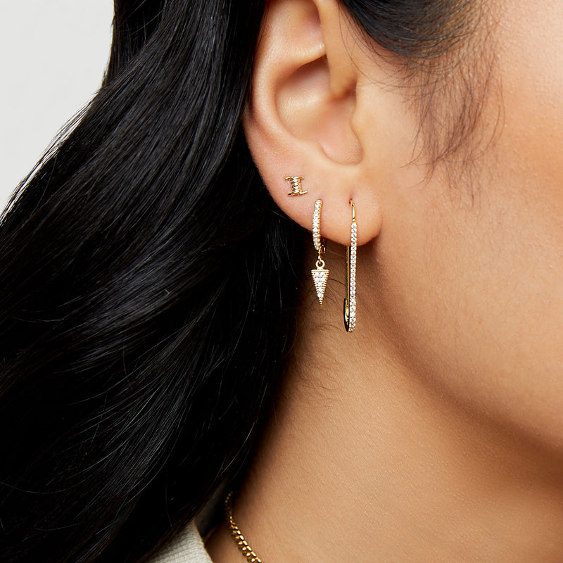 gold barbedwire stud earring