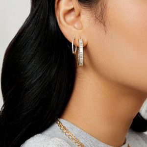 pave oval hoop earrings