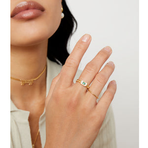THE OPEN CURB LINK STONE RING