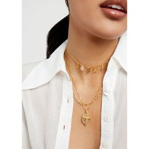 layering reda link chain necklace