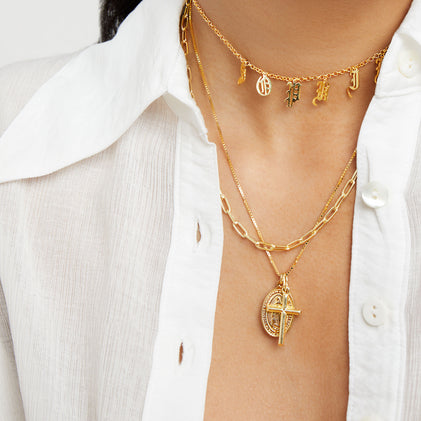 gold guadalupe cross pendant necklace