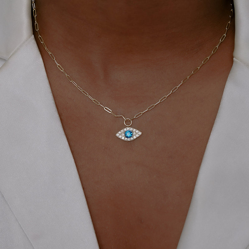 reda link necklace with pave evil eye pendant