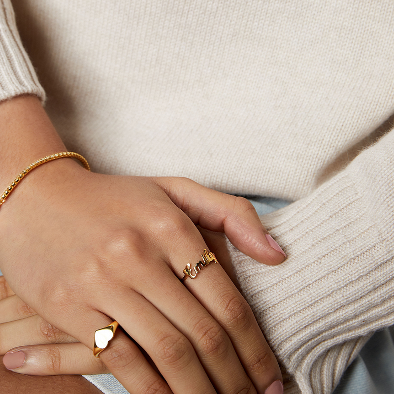 gold pinky heart ring