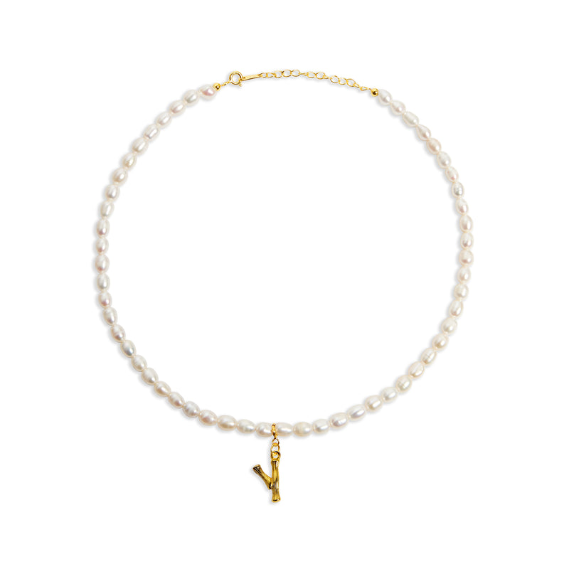 inital letter y pearl necklace