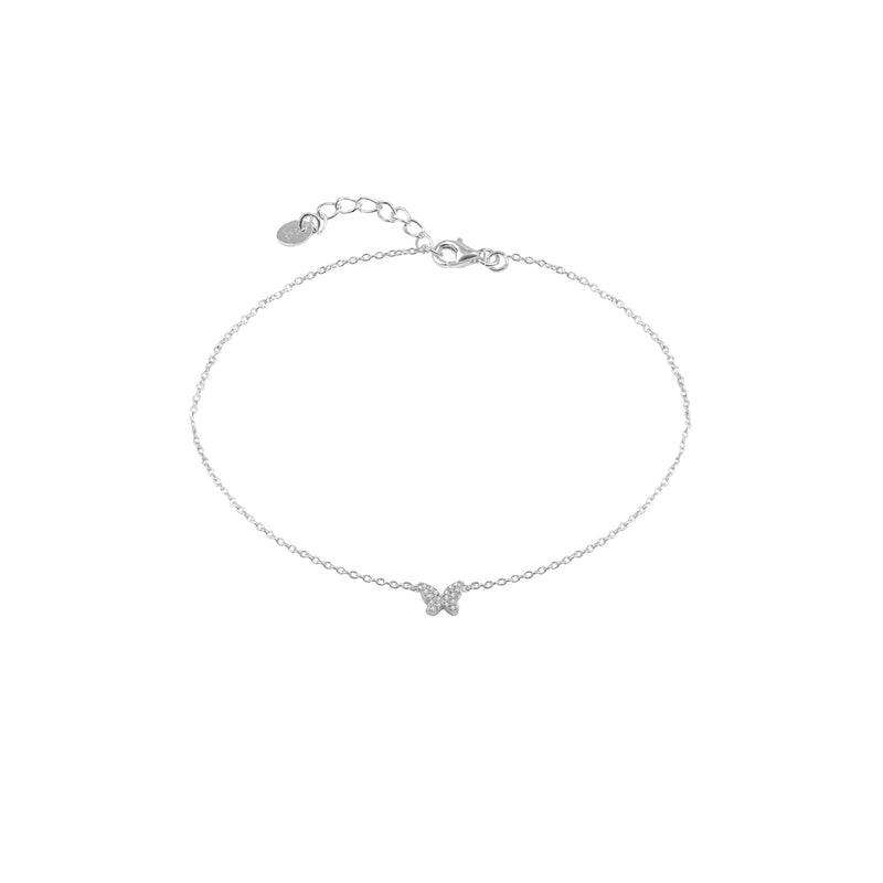 sılver anklet with butterfly