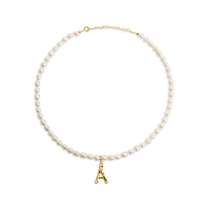 inital letter a pearl necklace