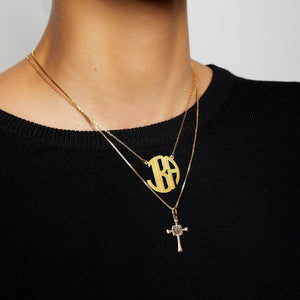 block monogram letters necklace