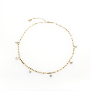 gold pearl reda link chain necklace