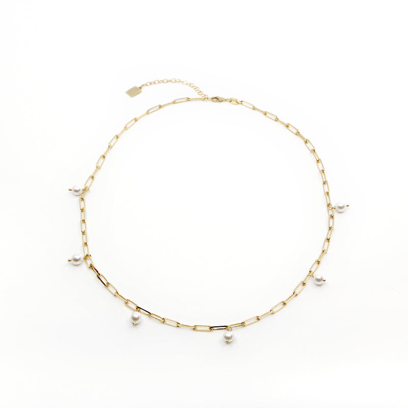 gold pearl reda link chain necklace