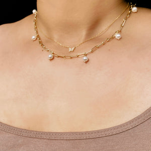 gold pearl link chain necklace