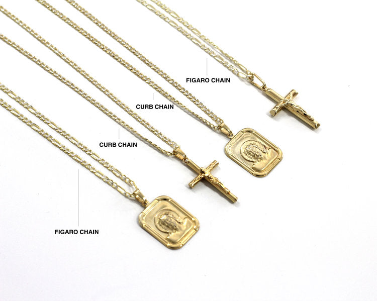 Jesus necklaces with figaro and curb chain