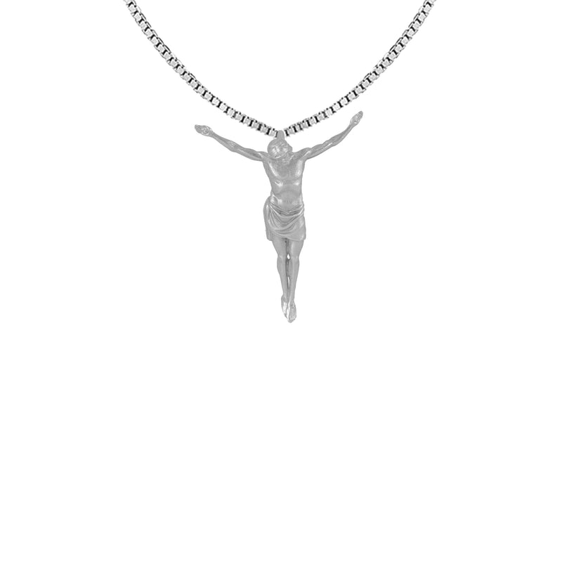 silver crossless jesus pendant necklace
