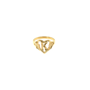 THE CUTOUT FLOWER HEART LETTER RING