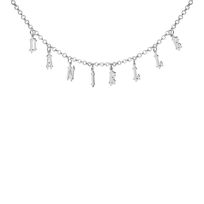 silver brick english nameplate choker necklace
