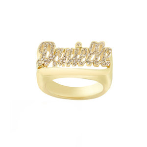 classic iced out custom name ring