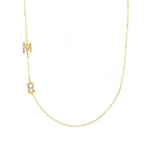 gold two initial chain necklace