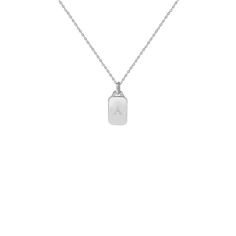 Yellow Gold Birthstone Accented Block Letter 15mm Dog-Tag Pendant  (Style#10837-10862) - Mini Mini Jewels