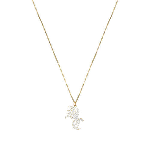 iced out double old english initial necklace
