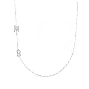silver two initial necklace