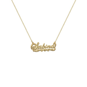 gold double plate name necklace