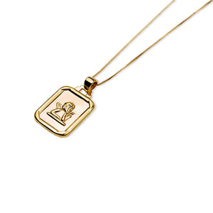 gold angel in frame pendant necklace