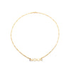 gold flower nameplate necklace with figaro chain