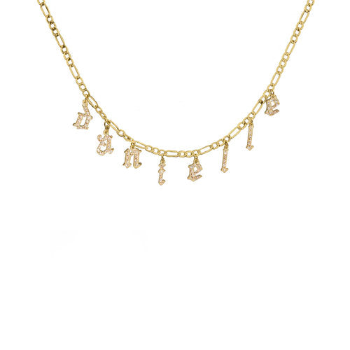 gold gothic nameplate choker necklace