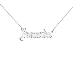gothic custom name plate necklace