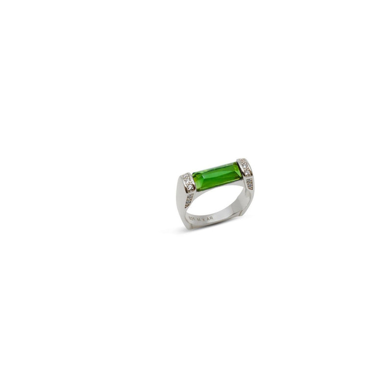 silver plated emerald ring