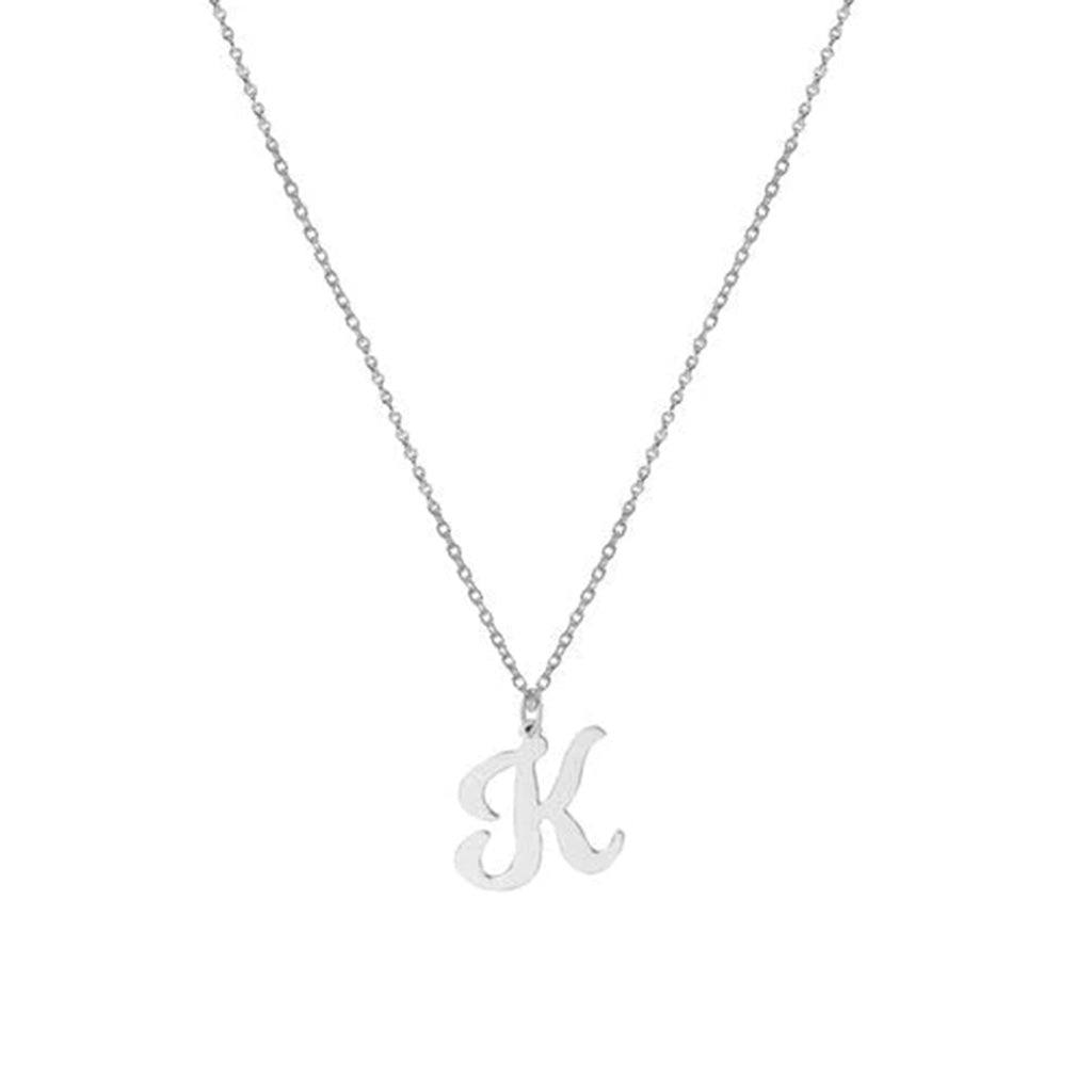 Personalized 925 Sterling Silver Script Letter M Initial Pendant