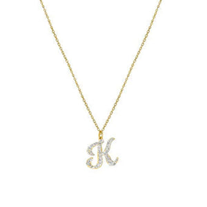 gold iced out single letter pendant necklace
