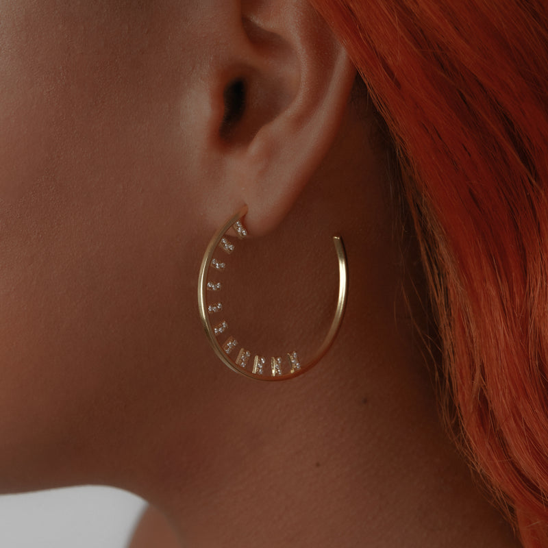 pave open bar hoop earrings