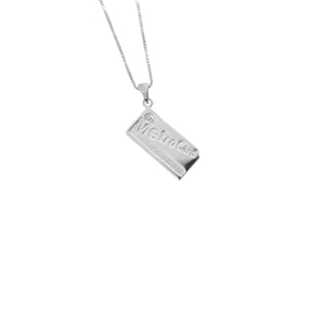 silver metro card pendant necklace