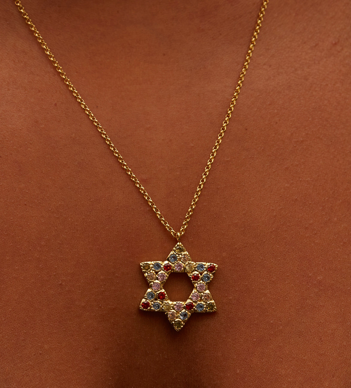 Fashion Magen David Star Pendant Necklace Israel Jewish Stainless Steel  Chain Star of David Cross Charm Choker Jewelry Gift