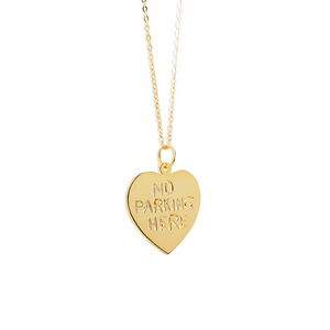 no parking here heart pendant necklace