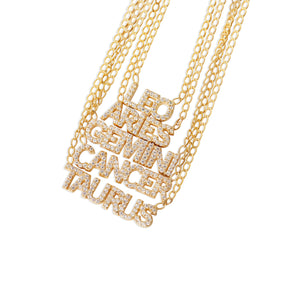 iced out zodiac necklace