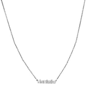 silver block letter nameplate necklace