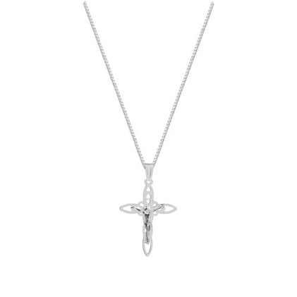 silver ornate cross pendant necklace