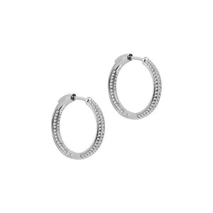 silver pave small hoop earrings