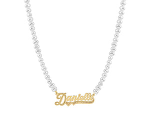 THE PEARL CUT TONE NAMEPLATE NECKLACE