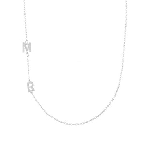 silver two initial chain necklace