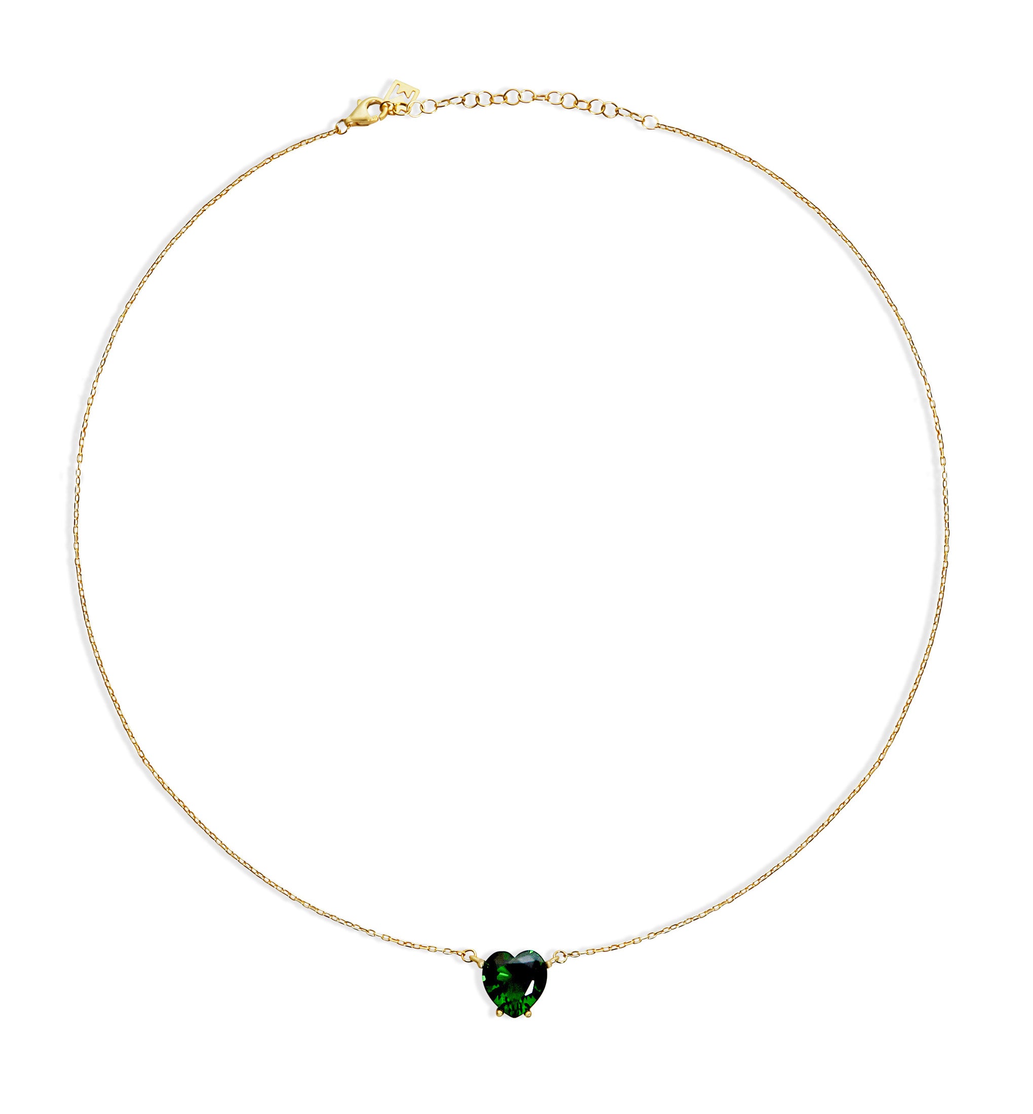 Emerald Lace Heart Necklace, Yellow Gold, 16.5