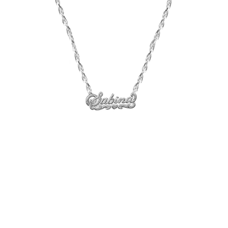 silver double nameplate necklace