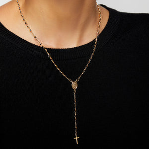 gold rosary cross choker necklace